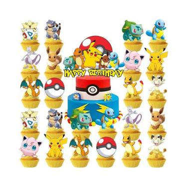 Imagem de Topo De Bolo Pikachu Pokémon Para Aniversário, Decoração De Cupcakes, 
