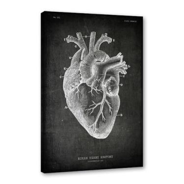 Imagem de Arte vintage de anatomia humana – pintura em tela de educação médica esqueleto humano gaiola cérebro coração anatomia pôster para decoração de casa de clínica hospitalar (SKU7,20.3x30.5 cm = (20x30 cm