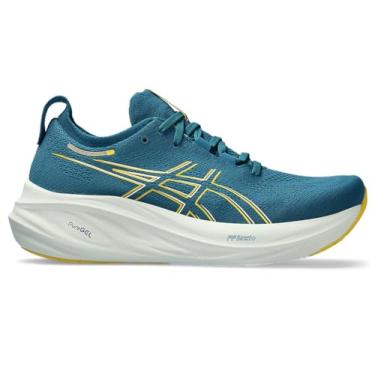Imagem de ASICS Tênis de corrida masculino Gel-Nimbus 26, Azul-petróleo/mostarda clara, 43 BR