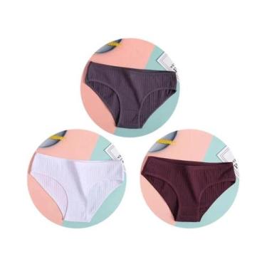 Imagem de Conjunto De 3 Calcinhas De Algodão Femininas De Cintura Baixa, Roupa Í