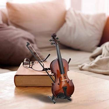 Imagem de Generic Modelo de Violino de Madeira Em Miniatura, Decoração Requintada de Mini Instrumento Musical para Amantes da Música, Com Caixa de Presente para Exibição Em Casa e No Escritório