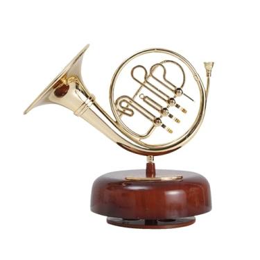 Imagem de RiToEasysports Mini Instrumentos, Caixa de Música para Trompete, Presente Musical Com Base Giratória e Melodia Calmante para Natal, Aniversário, Dia Dos Namorados, Dia das Mães (Trompa Francesa)
