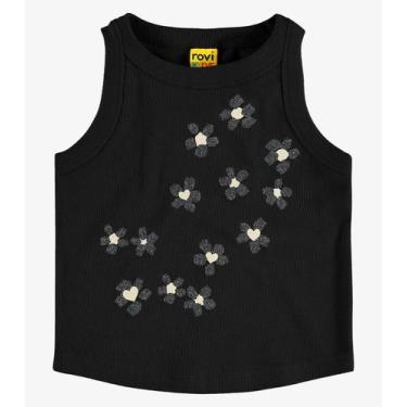 Imagem de Regata Infantil Feminina Ribana Rovi Kids Preto, 4, Preto