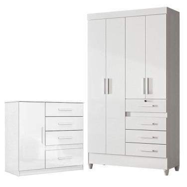 Imagem de Guarda Roupa Infantil Sobral E Cômoda Vênus Branco Flex - Moval
