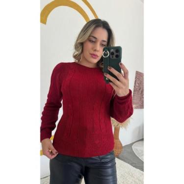Imagem de Blusa de Frio Feminina em Tricot Grosso Texturizada com Tranças Moda I