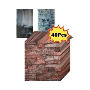 Imagem de Adesivos De Parede Imitando Tijolos Autoadesivos Impermeáveis 38.5X35c