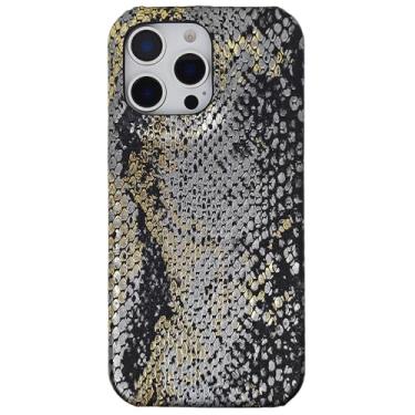 Imagem de DMaos Capa para iPhone 16 Pro Max, capa de processo de estampagem a quente arte de linhas de cobra, legal para iPhone16 Pro Max 2024 6,9 polegadas - preta