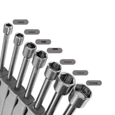 Imagem de Kit Chaves Canhão Twister 7 Peças Profissional Aço 5-12mm Soquete Sext