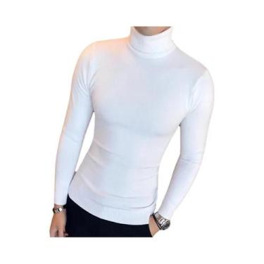 Imagem de Suéter Masculino Slim Fit De Gola Alta, Pulôver De Inverno Quente Em A