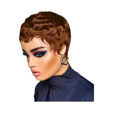 Imagem de Peruca Curta Colorida Estilo Pixie De Cabelo Humano 100% Brasileiro Re