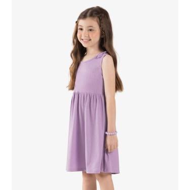 Imagem de Vestido Infantil Canelado Lurex Rovi Kids Roxo, 4, Roxo