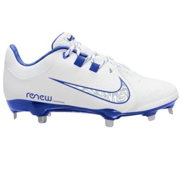 Imagem de Nike Chuteiras femininas Hyperdiamond 4 Pro Metal Fastpitch Softball, Branco/Game Royal, 8.5