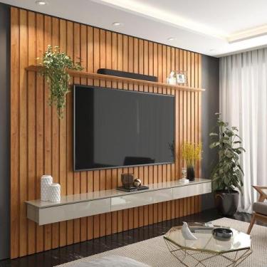 Imagem de Home Painel Ripado 250x230cm Para TV 85 Supremo 2.3 Patrimar Cinamomo/