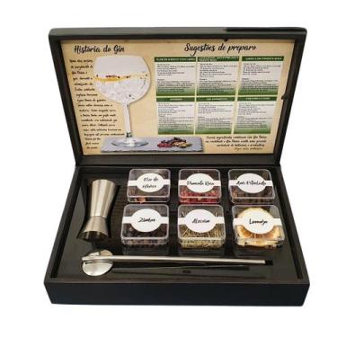 Imagem de Kit Gin Tonica 6 Especiarias Dosador Colher Inox All Black Santa Terez