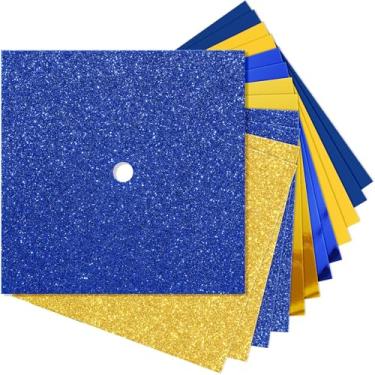 Imagem de Gersoniel 12 folhas de papel de construção para decoração de toucas de formatura, 25,4 cm x 25,4 cm cores glitter cartolina papel para tampas de graduação capa de projeto faça você mesmo, decoração de
