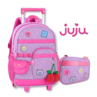 Imagem de Mochila Carrinho e Estojo Box Juju Teofilo Kit Escolar Feminino - Clio