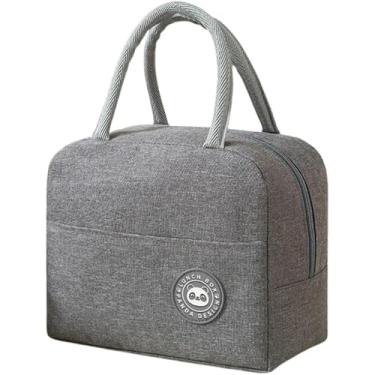 Imagem de Bolsa Termica Necessaire Portatil Lancheira Dobravel Organizadora Bolso Externo Semi-Impermeavel com Alça (Cinza)