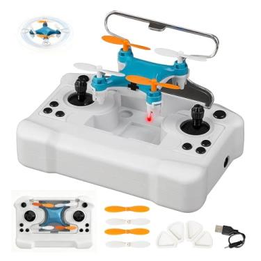 Imagem de Mini drone com voos de acrobacias fáceis e truques de 360° - Flyer perfeito para iniciantes com LED extravagante modo de retenção de altitude, proteção de hélice para mini quadricóptero interno e