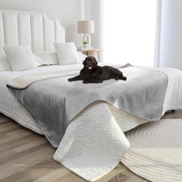 Imagem de Tuffeel Cobertor impermeável para cama, sofá de cachorro à prova de vazamento, cobertores reversíveis para sofá de animais de estimação, protetor de móveis, lavável na máquina - 86 x 120, cinza