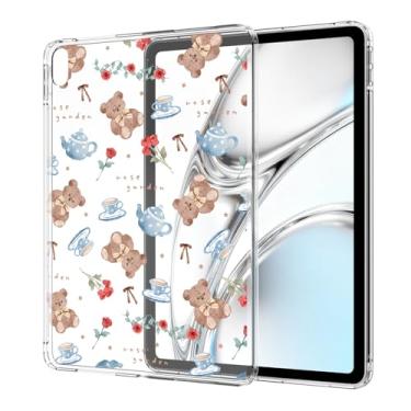 Imagem de Idocolors Capa feminina transparente com laço feminino para iPad de 10,2 polegadas 2019/2020/2021 (7ª/8ª/9ª geração), leve, antiarranhões, fina, de TPU (poliuretano termoplástico), capa traseira de