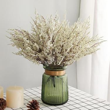 Imagem de Shirfloral Conjunto de 4 peças de flores falsas de lavanda limonium artificial para buquês de casamento, centros de mesa, arranjos de decoração de festa em casa (branco)