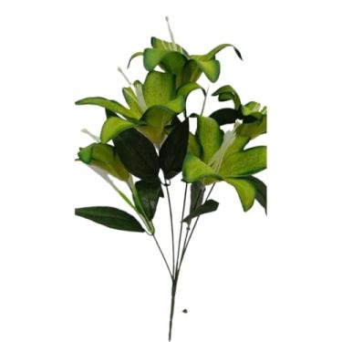 Imagem de Lírio Artificial Realista com 5 Flores, Galho Decorativo para Arranjos, Buquês e Decoração de Ambientes(2,Verde)