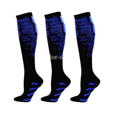 Imagem de Meias De Compressão Com Estampa Floral, Pacote Com 3 Pares Para Homens