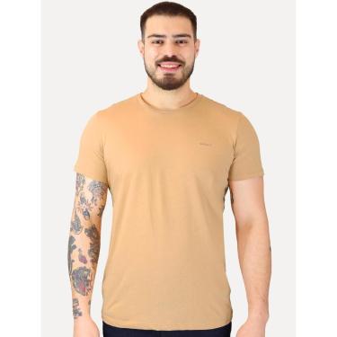 Imagem de Camiseta Colcci Masculina Slim Back To Basics Orange Logo Bege-Masculino