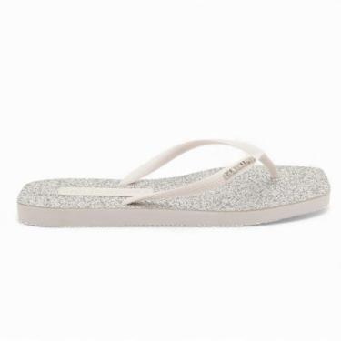 Imagem de Chinelo Giulia Domna Havaí Bico Quadrado Glitter, S branco, 39