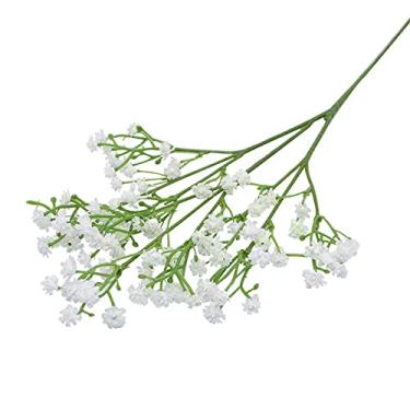 Imagem de NevStp 90 cabeças 52 cm para bebês respiração flores artificiais plástico Gypsophila DIY arranjo floral para decoração de casa de casamento, branco, 3 cachos