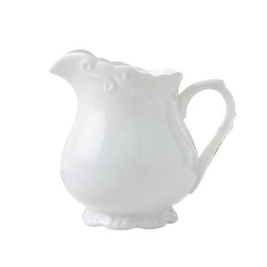 Imagem de x3anggyt5 Jarro de leite branco em relevo 1000 ml pote de molho de cerâmica para cozinha, restaurante, hotel, jarro de leite e xarope
