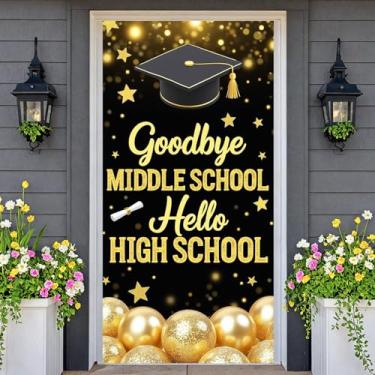 Imagem de Banner de evento de formatura transição para material escolar de ensino médio Exibição de formatura para festa de despedida de estudante marco acadêmico