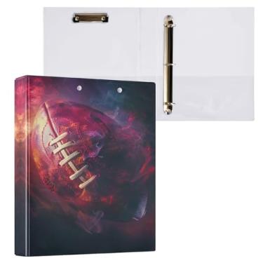 Imagem de Qilmy Blaze Rugby Organizador de fichário redondo, fichário de 3 anéis com prancheta (carta A4), fichário fofo para material de escritório escolar 460