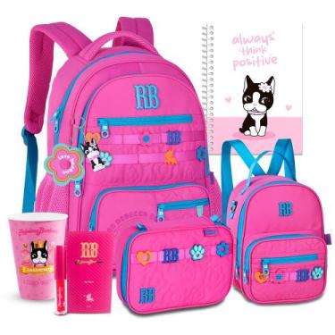 Imagem de Kit Mochila Passeio Flores Rebecca Bonbon Estojo Lancheira, RB26231 Ro