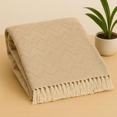 Imagem de Manta Luxo Gigante para Sofá e Cama 2,40x1,80m Algodão Premium Decorativa Artesanal Capa Protetora(TAMBABA 2.4X1.8M AREIA)