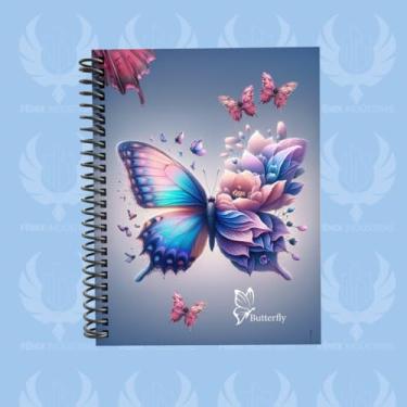 Imagem de Caderno Universitário Capa Dura Butterfly, Borboletas e Flores, 20 Matérias, 400 Folhas, Espiral (CAPA 1, 20 MAT (400 FLS))