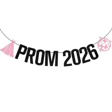 Imagem de Banner preto com glitter para formatura 2026, vestido de princesa discoteca alto shcool faculdade letreiros adereços para fotos, suprimentos de decoração de festa de formatura 2026
