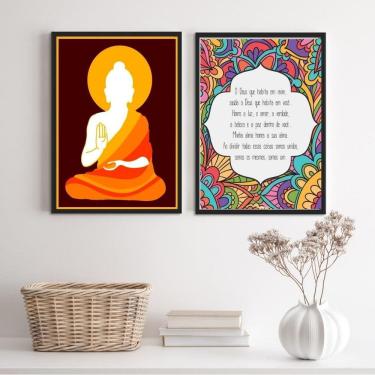 Imagem de Kit 2 Quadros Zen Buda Namastê 24x18cm - Vidro
