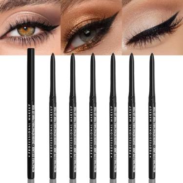 Imagem de Sombra cremosa retrátil para maquiagem dos olhos, lápis mecânicos ultra pigmentados, fórmula de acabamento acetinado fosco à prova de manchas, impermeável, vegano e livre de crueldade (6 peças - preto