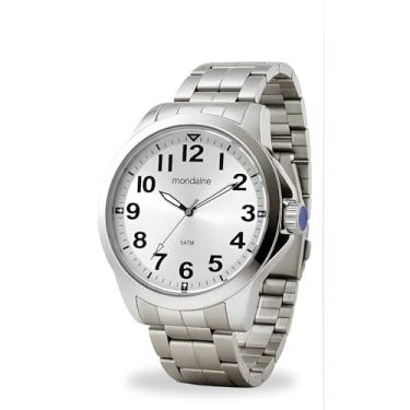 Imagem de Relógio Mondaine Masculino Analógico De Pulso Social Prateado Cinza Quartz Pulseira Em Aço Inoxidável Brilha No Escuro Prova D'água 50 Metros Original