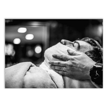 Imagem de Placa Decorativa Barbearia Foto Toalha Barba Decoração Poster Quarto Sala