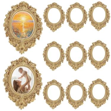 Imagem de Veemoon 12 porta-retratos vintage, 6 molduras de resina em miniatura de 195 x 5,12 cm, exibição de fotografia para casamento, aniversário, inauguração de casa, decoração de festa de ano novo