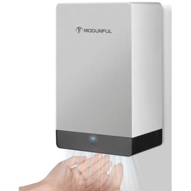 Imagem de modunful Secadores de mãos compactos para banheiros 1000W comercial 110V Turbo Power secador de mãos com fluxo de ar duplo e baixo ruído, cinza