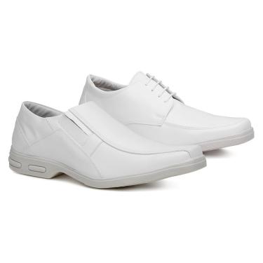Imagem de Sapatos Masculino Confort Linha Fly Branco 80002 -  2 Pares