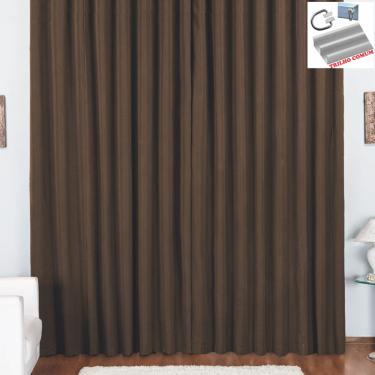 Imagem de Cortina Pryme 2 Metros Sala Quarto em Oxford para Trilho Comum - Tabaco