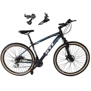 Imagem de Bicicleta Aro 29 Gti Roma Alumínio 21v Câmbios Shimano Freio A Disco C- Pneu Faixa Bege Preto-azul 15
