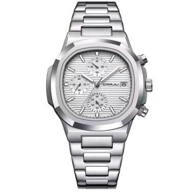 Imagem de Relógio De Pulso Masculino Analógico Com Pulseira De Aço Inoxidável Impermeável 3atm Branco