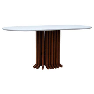 Imagem de Mesa De Jantar Denver Tampo Oblongo 180x90cm Amêndoa-branco