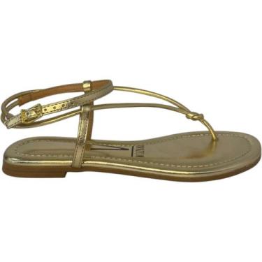 Imagem de Sandália Vizzano Rasteira Flat Feminina com Tira no Tornozelo, Dourado