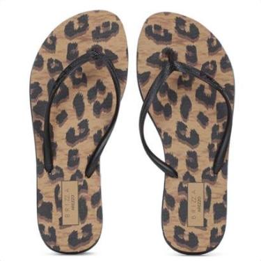 Imagem de Chinelo Brizza Arezzo Animal Print Essential Preto e Marrom - Feminino-Feminino
